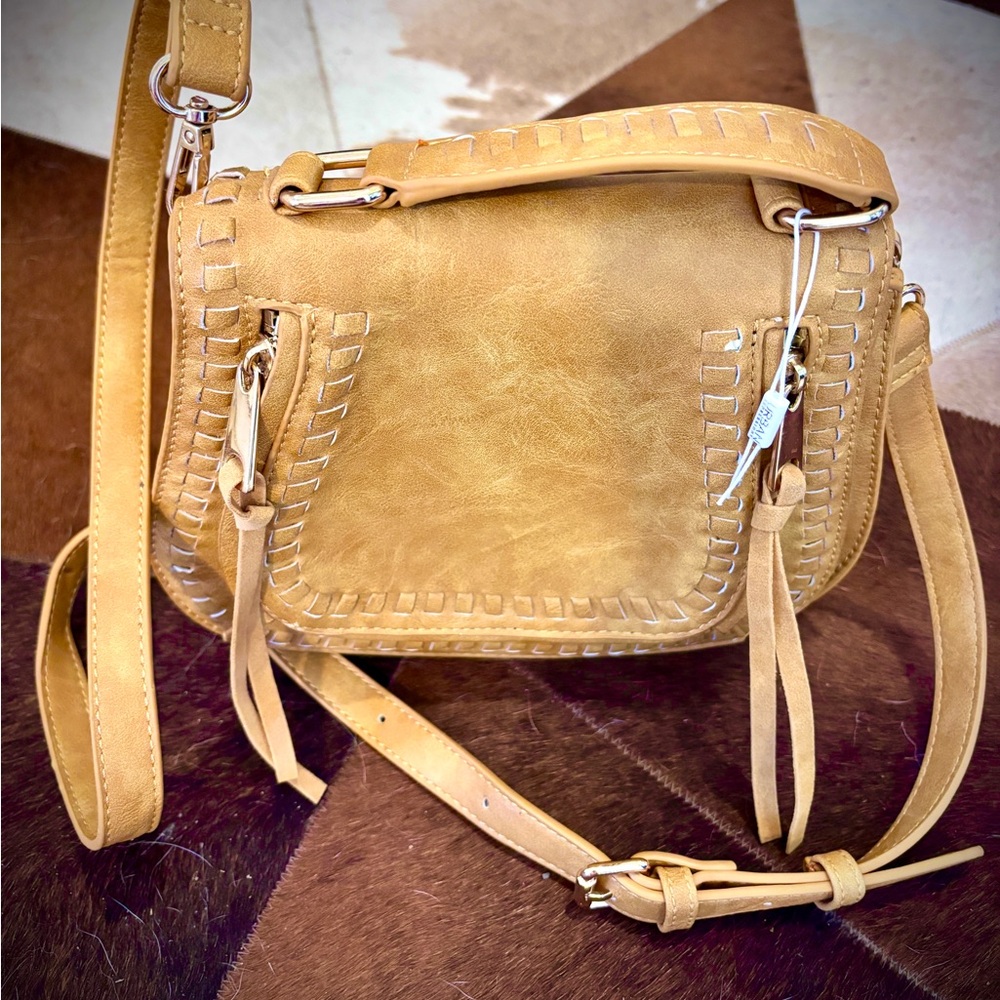 Urban Expressions Stylish Mustard Leather Crossbody Bag